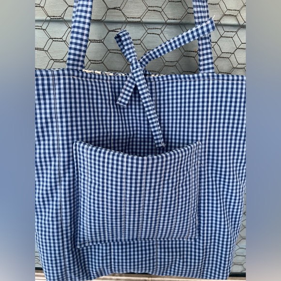 Blue on Blue Gingham Tote - Picture 2 of 4